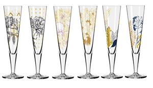 Ritzenhoff Champagnerglas »Dekomiro 6er Set Goldnacht Champus mit Glasreinigungstuch«, Kristallglas