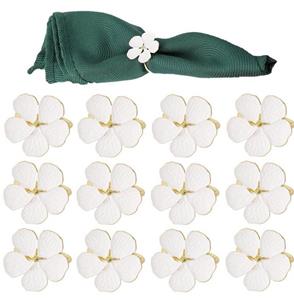 Housruse Serviettenring Serviettenringe – Dekorative Serviettenringe mit weißer Blume 12 Stück, (1-tlg)