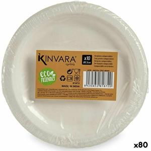 Kinvara Geschirr-set Kompostierbar Weiß Zuckerrohr 80 Stück