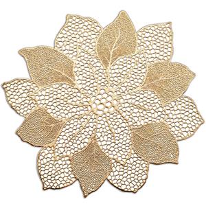 Zeller placemats lotus bloem - 1x - goud - kunststof - 49 x 47 cm - Placemats