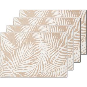 Zeller Placemats Palm Bladeren Print - 4x innen - 45 X 30 Cm - Beige - Placemats
