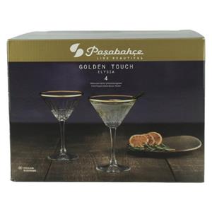 Pasabahce Martiniglas 440328 4er Pack Elysia Golden Touch Kelchglas/Martiniglas, Glas