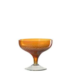 J-Line Drinkglas Voet Rond Glas Oranje - 4 stuks