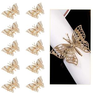Housruse Serviettenring Goldene Schmetterlings-Serviettenringe mit Ausschnitten 10er-Pack