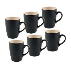 SPETEBO Kaffeeservice Kaffeebecher schwarz matt / innen beige 6er Set (6-tlg), Porzellan, Kaffee und Tee Tassen für ca. 340 ml