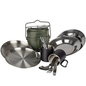 Black Snake Geschirr-Set Kochgeschirr mit Camping Tellern, Besteck, Tasse, 2 Personen