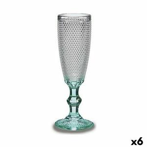 Vivalto Champagnerglas Punkte Durchsichtig Türkis Glas 6 Stück (185 Ml)
