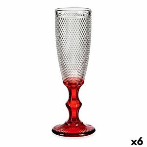 Vivalto Champagneglas Rood Transparant Punten Glas 6 Stuks (180 ml)