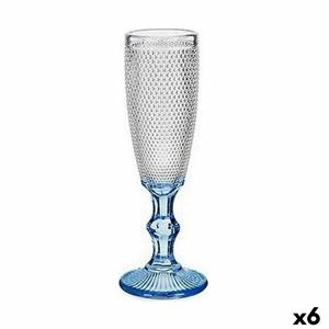 Vivalto Champagneglas Punten Blauw Transparant Glas 6 Stuks (180 ml)