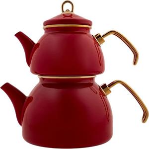 Karaca Teekanne  Retro Enamel Red Teapot CAYDANLIK