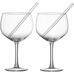 Ritzenhoff & Breker Longdrinkglas Set 4-tlg. mit Trinkhalm 650 ml, Glas