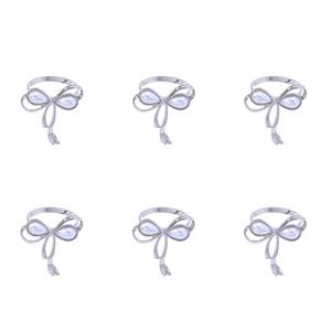 Housruse Serviettenring Serviettenringe Set mit 6 Schleifen-Serviettenringen mit Perlen
