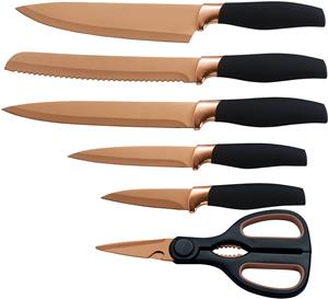 King Messer-Set TITANIUM ROSÉ, (Set, 6 tlg.), 5 Küchenmesser, 1 Schere, beschichtete Messer- und Scherenklinge