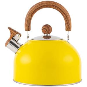 Sprinter Wasserkocher Gelber Pfeifkessel kocht Wasser, um Kaffee zu machen