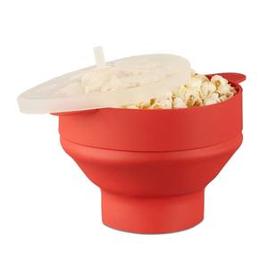 RELAXDAYS Popcornmaschine Popcorn Maker Silikon für die Mikrowelle, Rot