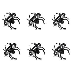 Housruse Serviettenring Serviettenring Spider Serviettenring Schwarz Halloween 6er Set