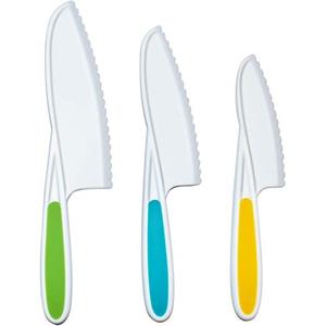 Zulbceo Messer-Set Kindermesser, Küchenmesserset aus Nylon in 3 Größen und Farben (3-tlg)