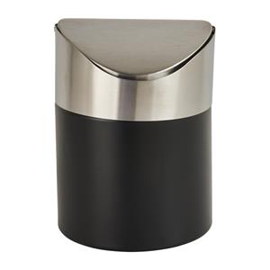 Xenos Tafel afvalbakje - zwart/rvs - 11.5x17 cm