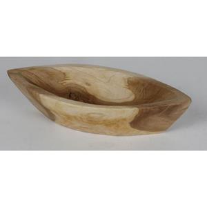 BURI Suppenschüssel Holzschüssel Kano Teak Schale Schiffchen Dekoration Tisch Aufbewahrung, Holz