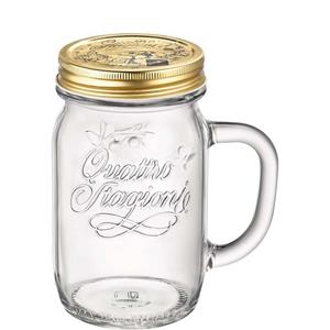 Bormioli Rocco Longdrinkglas Quattro Stagioni, Glas, Henkelglas mit Deckel 415ml Glas Transparent 6 Stück