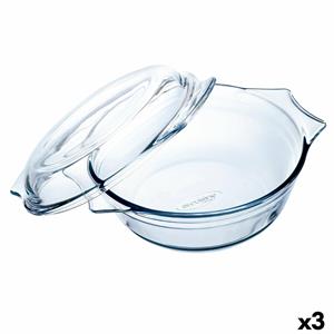 Eurocuisine Ovenschaal Ô Cuisine Met deksel 23,5 x 20,5 x 10 cm Transparant Glas (3 Stuks)