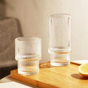 Bems Home Cocktailglas Lisbone Geriffelte Gläser 6er Set - Rillenrelief, Borosilikatglas
