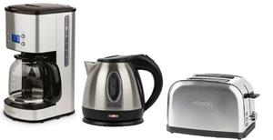 H.Koenig Filterkaffeemaschine Kaffeeautomat mitTimer, Wasserkocher Toaster in einem Frühstücksset, 3 in 1 Frühstücks-Set: Kaffeemaschine+Toaster+kabelloser Wasserkocher