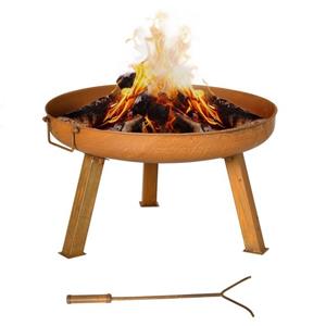 Outsunny Holzkohlegrill Feuerschale mit Schürhaken, Eisen, Set, Feuerstelle, BxTxH: 71x60x36 cm