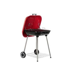 DKD Home Decor Holzkohlegrill Kohlegrill mit Deckel und Rädern  Rot Stahl 60 x 57 x 80