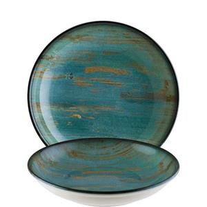 Bonna Diep bord Madera Mint; 500ml, 20x3.5 cm (ØxH); turquoise/bruin/zwart; rond; 12 stuk / verpakking