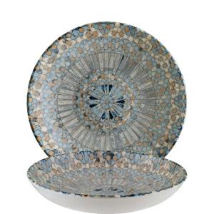 Bonna Diep bord Luca Mosaic; 1000ml, 23x4 cm (ØxH); oranje/donkerblauw/lichtblauw/geel/wit; rond; 6 stuk / verpakking