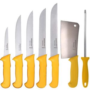 HOOZ Messer-Set Fleischmesser 7er Set aus Edelstahl mit Wetzstahl (7-tlg)