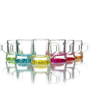 BigDean Schnapsglas 12 x Schnapsgläser Henkel farbig 3cl Shotgläser Spülmaschinenfest, Glas