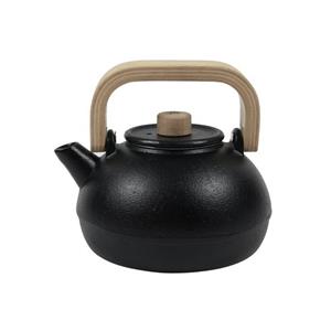 Neuetischkultur Teekanne Teekanne 1 Liter Gusseisen schwarz mit Bambusgriff, 1 l, (Stück, Stück), mit Teefilter