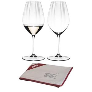 RIEDEL Glas Weißweinglas Performance Rieslinggläser inklusive Poliertuch, Glas