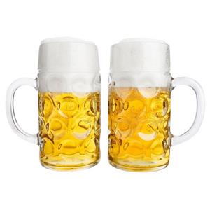 Van Well Bierglas 2er Set Maßkrug Wellco - 1 Liter Bierkrug aus Glas - geeicht