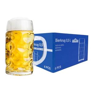Van Well Bierglas 6er Set Bierkrug Wellco - 0,5 Liter aus Glas