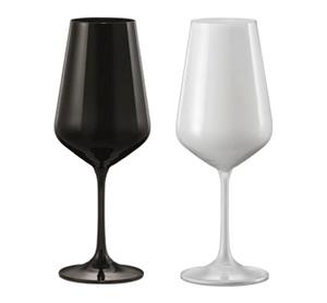 Crystalex Rotweinglas Black & White 450 ml 2er Set, Kristallglas, zwei unterschiedliche Farben