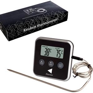Perow  BBQ Thermometer en Wekker - Zwart uikerthermometer - Voedselthermometer