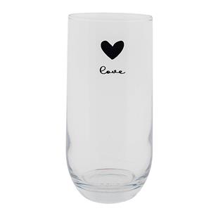 Clayre & Eef Waterglas 280 ml Glas Hart Love Longdrinkglas Drinkglas Transparant Longdrinkglas Drinkglas