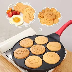 Lkupro Pancake-Maker 7-Loch-Cartoon-Tier-Pfannkuchenpfanne, Antihaft-Pfannkuchenmaschine