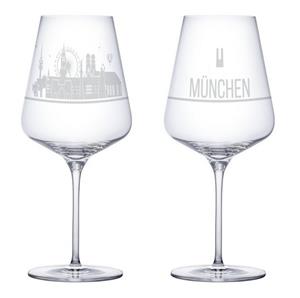 3forCologne Weinglas I LOVE München Weingläser 2er Set Weinglas mit Gravur der Münchner Skyline Souvenir Deutschland Geschenkidee Muttertag, Vatertag, Gastgeschenk Geschenkbox Deutschla