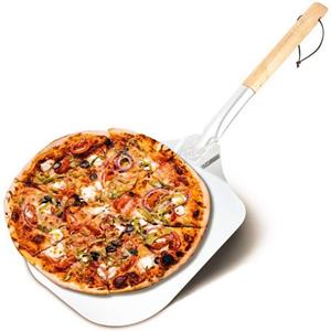 JedBesetzt Pizzaschieber Pizzaschieber ergonomisch, Aluminium Körper, Holzgriff, stabil