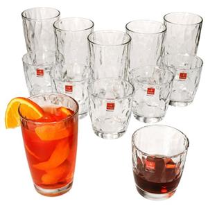 Bormioli Rocco Longdrinkglas 12tlg Set Diamond - 6x Whiskygläser 30,5cl + 6x Longdrinkgläser 47cl