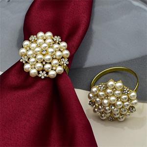 ZXPASRA Serviettenring Versilberte Diamanten und Perlenserviettenschnallen, (Sätze, 6 Stück), für Gehobene Westliche Restaurants Hotelgeschirr