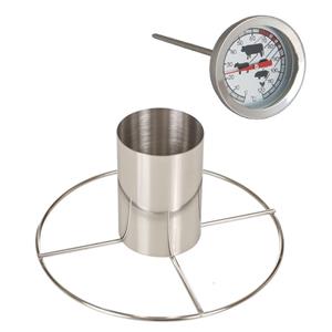 Trendoz Kiprooster/kippengrill voor de barbecue/BBQ/oven RVS 20 cm met vleesthermometer / braadthermometer -