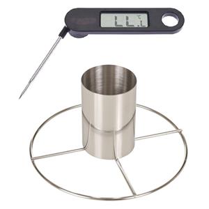 Trendoz Kiprooster/kippengrill voor de barbecue/BBQ/oven RVS 20 cm met vleesthermometer / braadthermometer -