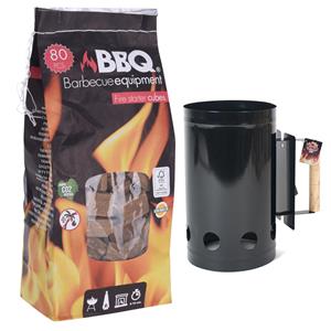Gerim BBQ/Barbecue briketten starter zwart inclusief 80x aanmaakblokjes -