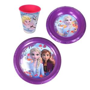Marabellas Shop Geschirr-Set 3-tlg. Plastikgeschirr-Se für Kinder Disney Frozen oder Peppa Wutz, Kunststoff