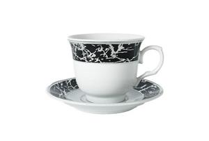 Bavary Kaffeeservice 12-teiliges Tassenset, 6 Personen, Marmor gemustert, Schwarz (12-tlg), Porzellan